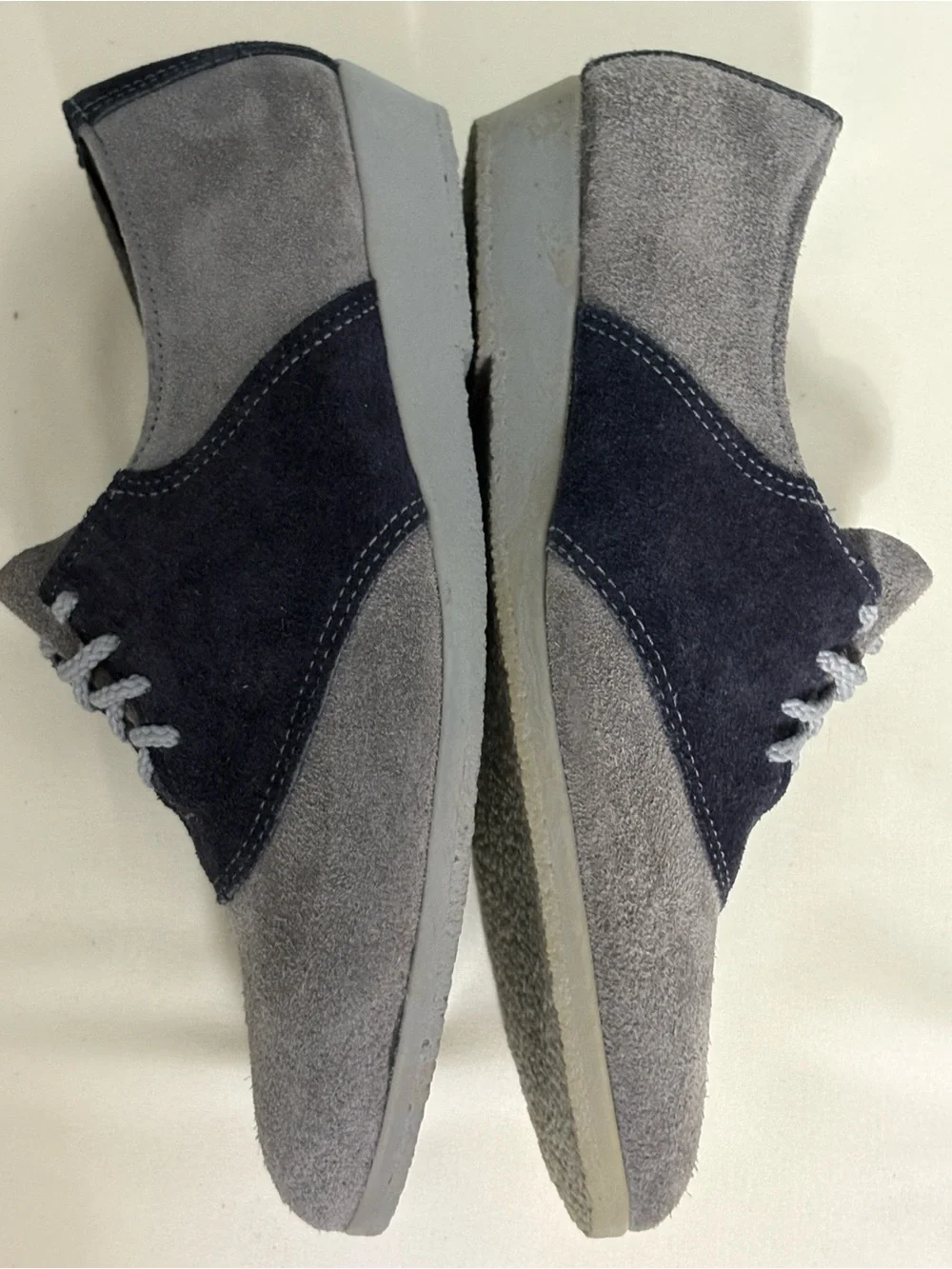 Women’s Armadillo Two-Tone Gray&Navy Suede Oxford Flats-Stylish Casual Loafers